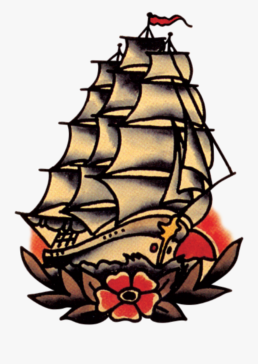 Home Windedvoyage Com - Traditional Sailor Jerry Ship Tattoo, Transparent Clipart