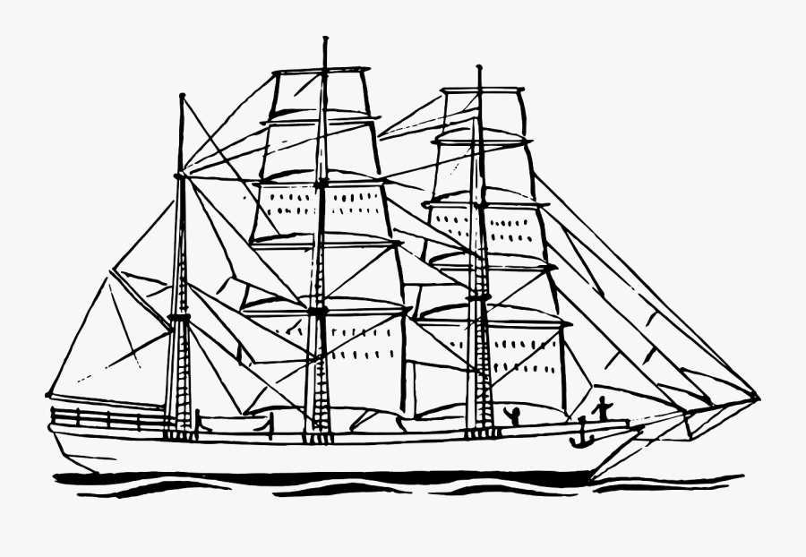 Drawn Yacht Cool - Black And White Ship, Transparent Clipart