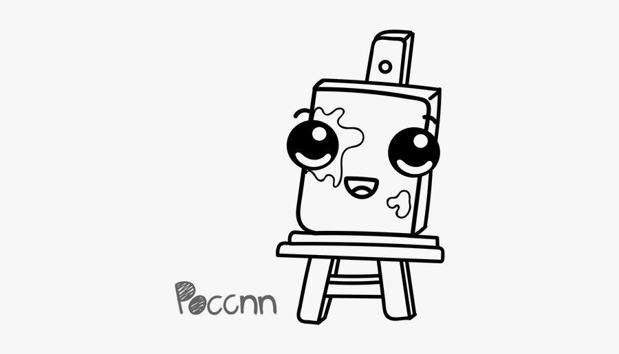 Art Easel Lineart - Cartoon, Transparent Clipart