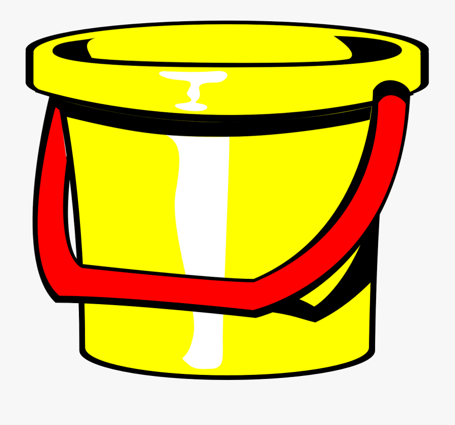 Buck, Pail, Yellow, Red, Reflection, Playground, Toy - Yellow Bucket Clipart, Transparent Clipart