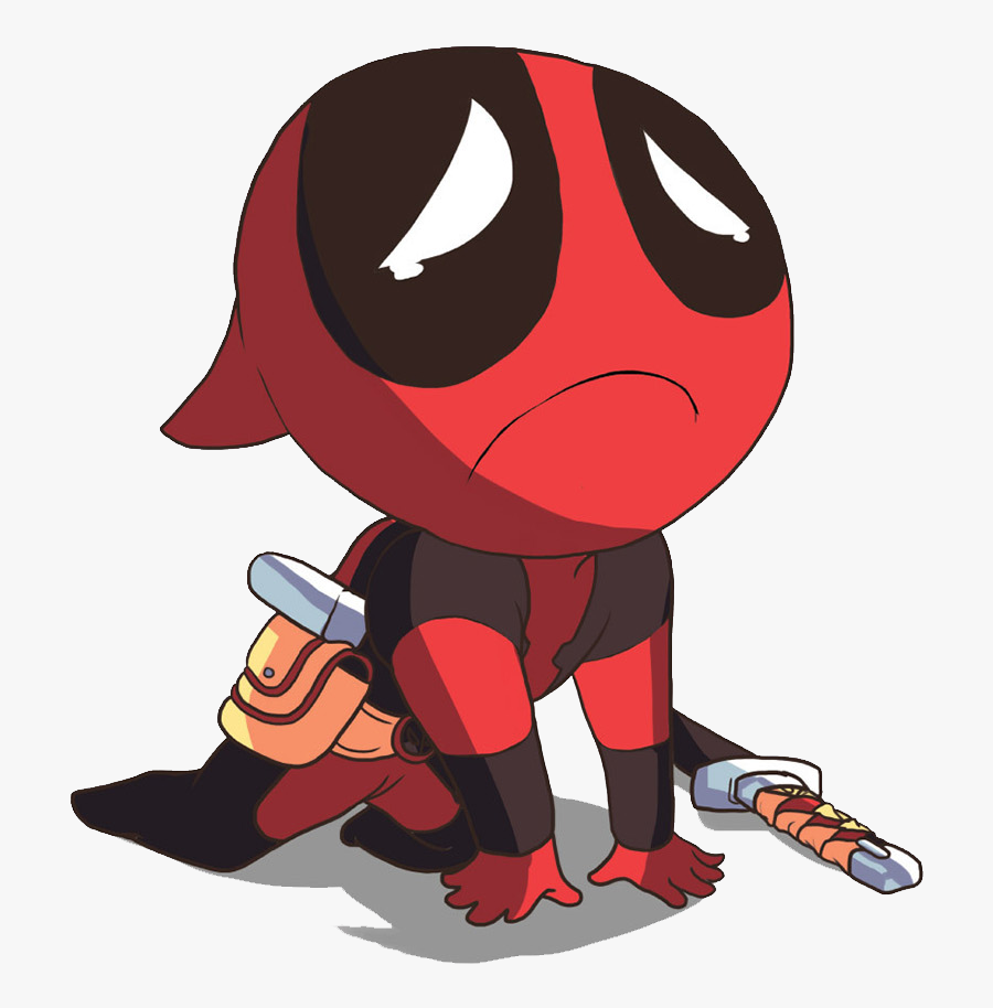 Chibi Deadpool Clipart - Sad Chibi Deadpool, Transparent Clipart