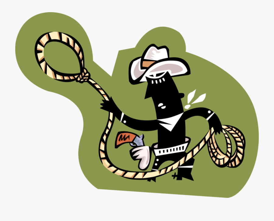 Rodeo Cowboy With Lasso - Cartoon, Transparent Clipart