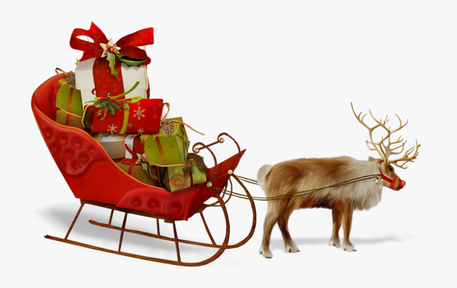 Reindeer,sled,santa Claus,deer,christmas Character,christmas,clip - Santa Claus Sleigh Png, Transparent Clipart