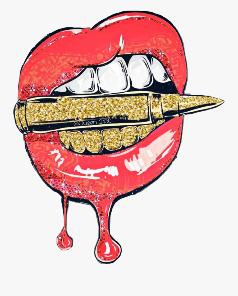 #kiss #bullet #gold #lips #gang #sexy #freetoedit - Dope Lips, Transparent Clipart