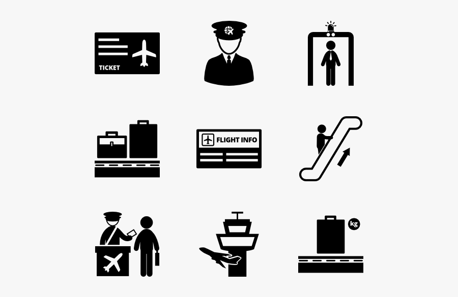 Graphic Stock Airplane Icons Free Vector - Airport Icons Png, Transparent Clipart