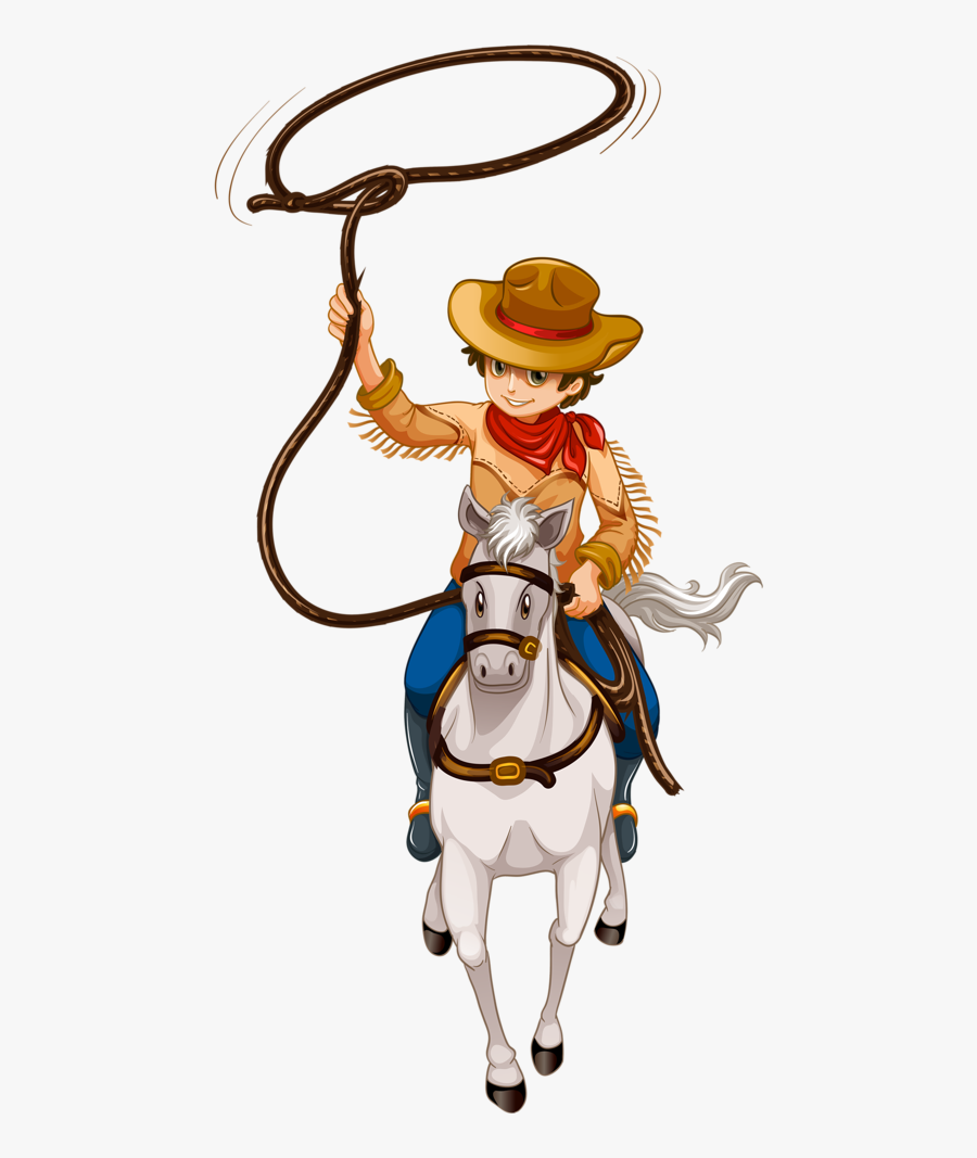 Cowboy E Cowgirl - Cartoon Man Riding Horse, Transparent Clipart