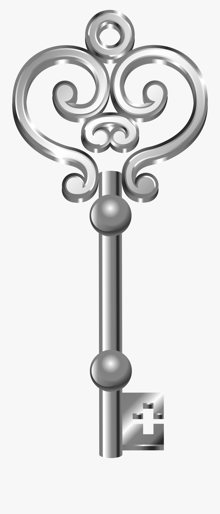 Silver Key Png Clip Art - Skeleton Key Clip Art Transparent Background, Transparent Clipart