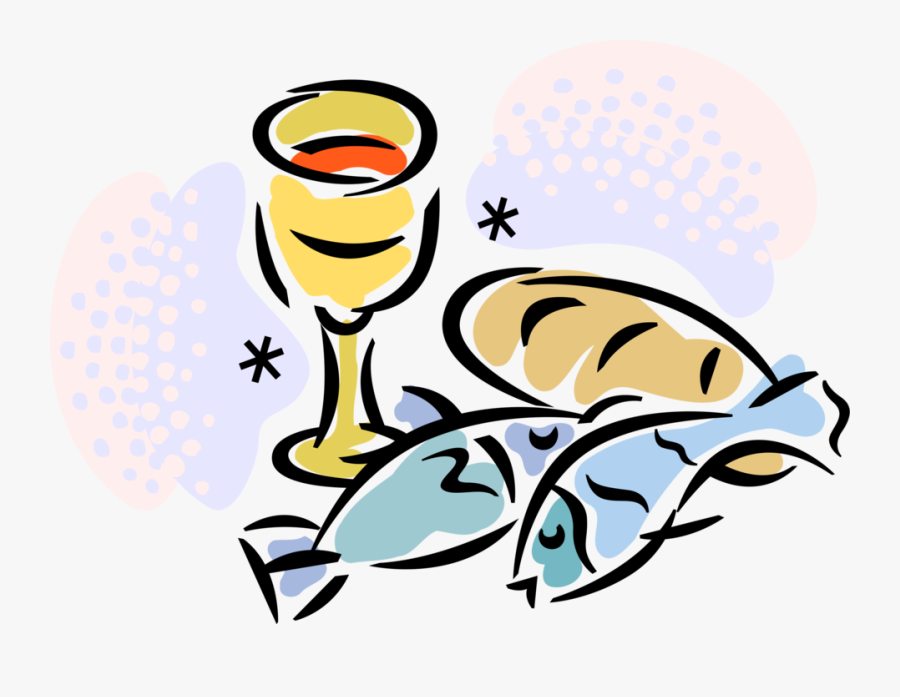 Svg Stock Christian Cup Fish Loaves - Fish And Bread Cartoon, Transparent Clipart