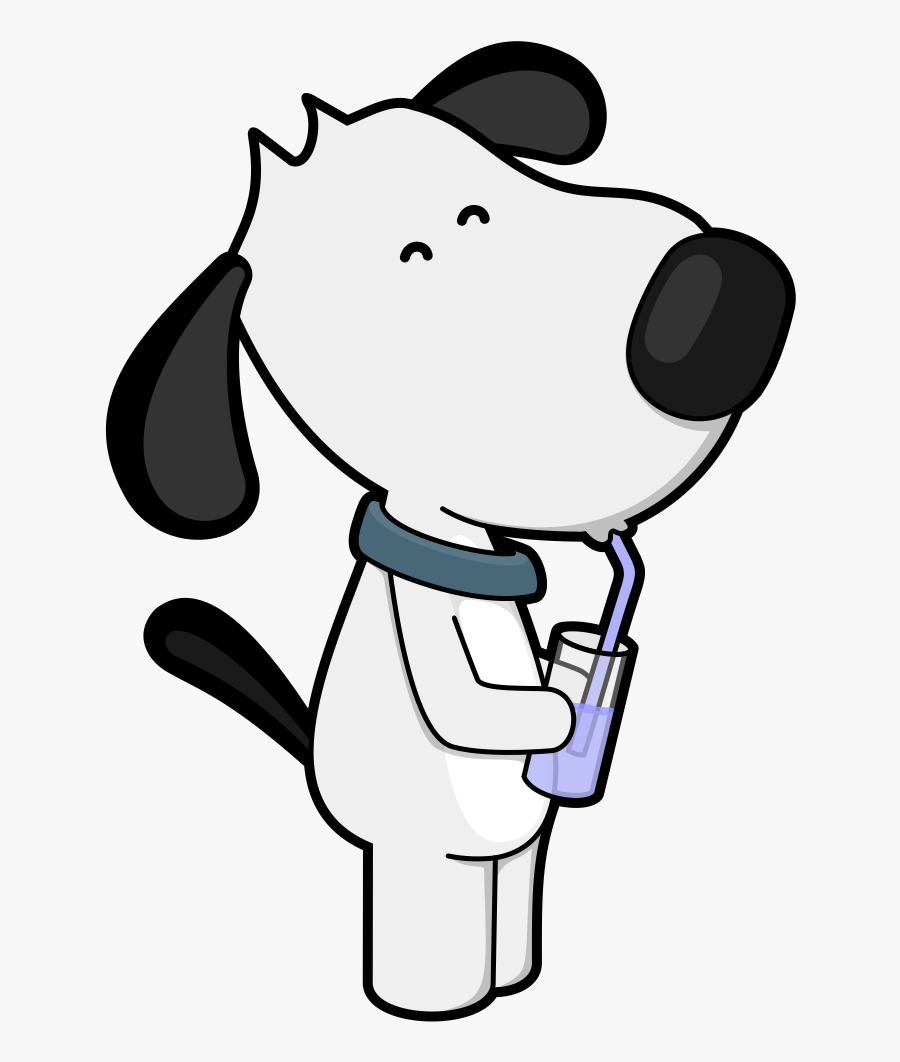 A Cartoon Image Of A Dog Drinking A Glass Of Water - Dog Drinking Water Cartoon, Transparent Clipart