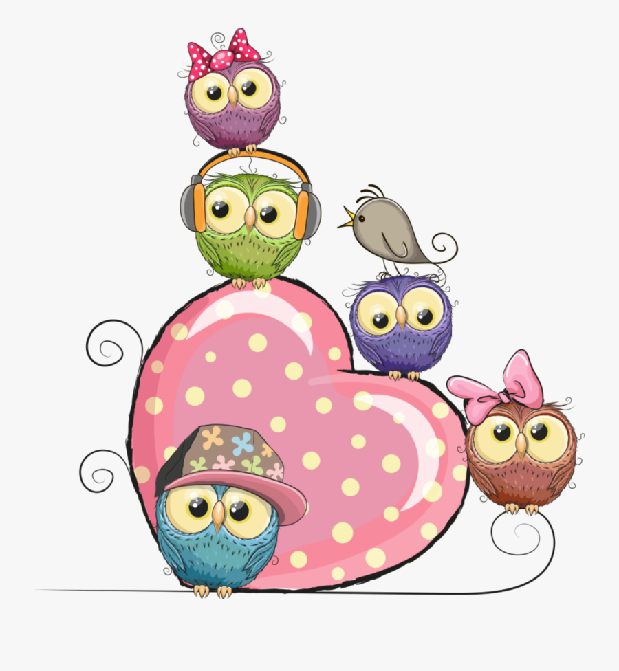 Pink Owl And Illustration Owls Vector Hearts Clipart - Imagenes De Buhos Png, Transparent Clipart