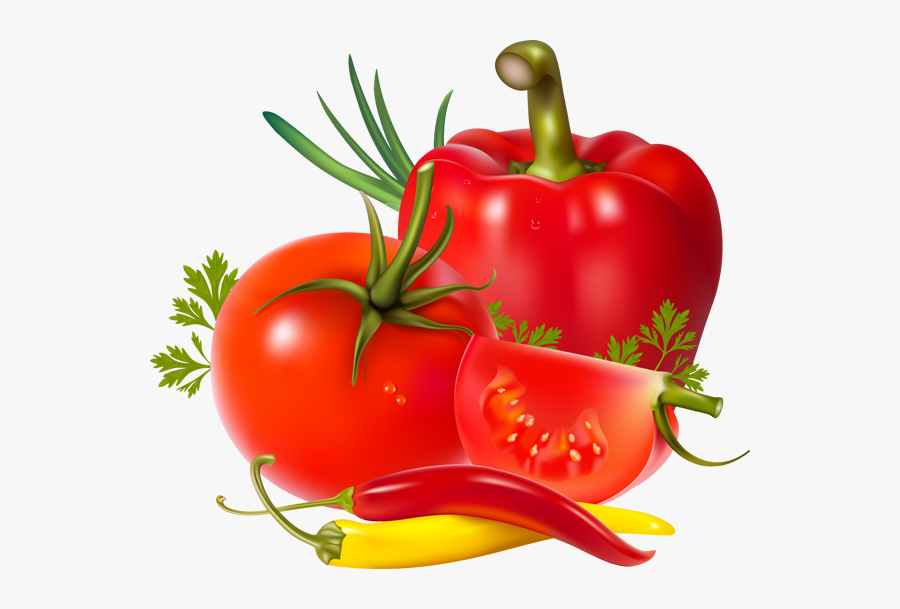 Transparent Tomato Slice Clipart - Tomatoes And Red Peppers, Transparent Clipart