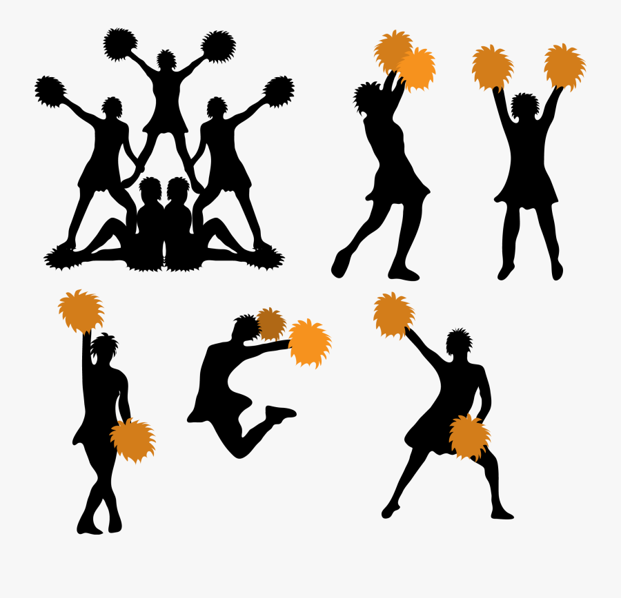 Cheerleading Pom-pom Silhouette - Cheerleader Vector, Transparent Clipart