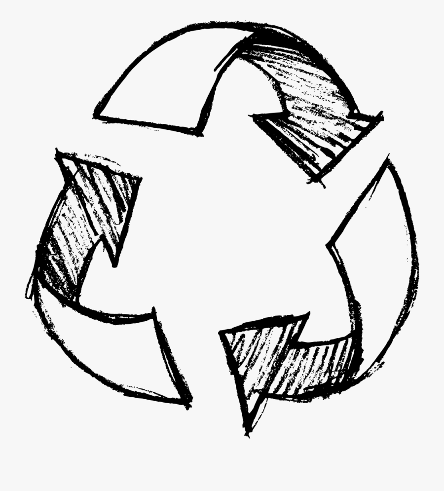 Clip Art Symbol Waste Pencil Drawn - Hand Drawn Recycle Icon, Transparent Clipart