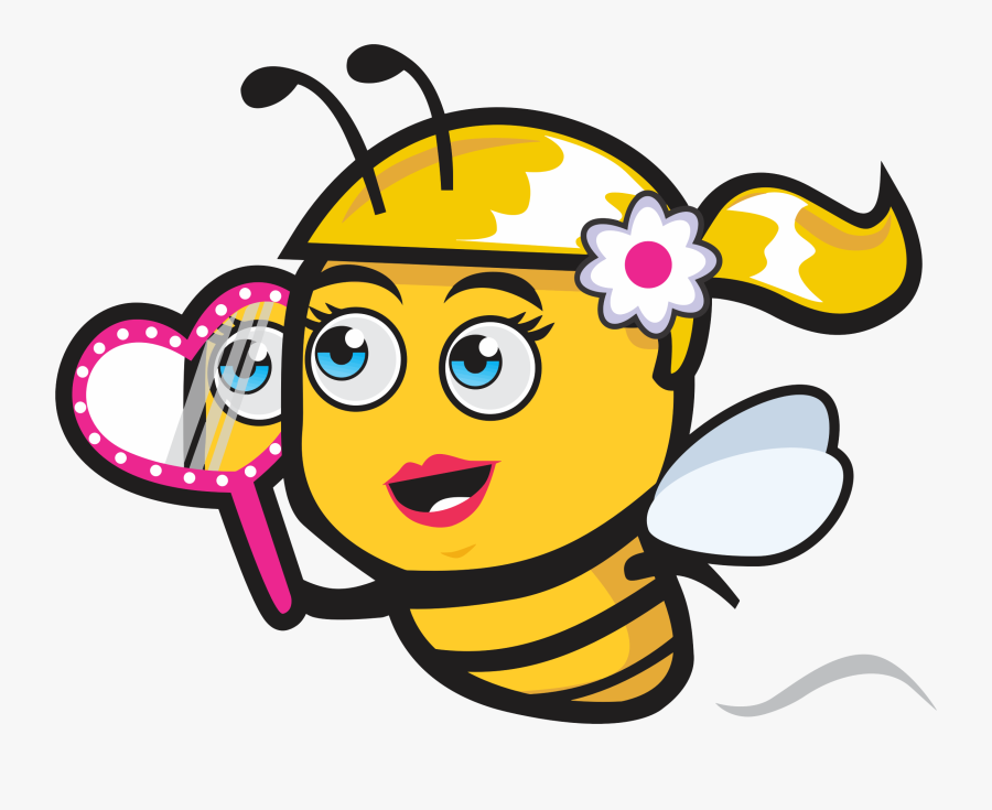 Female Bee With Mirror Clip Arts - Female Bee Cartoon, Transparent Clipart
