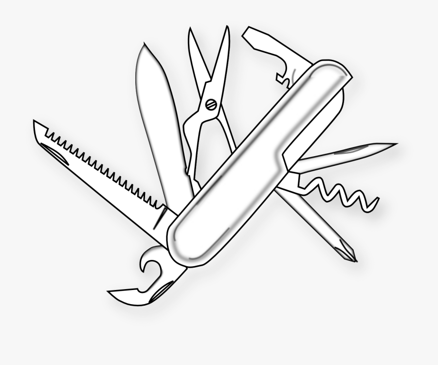 Swiss Army Knife Black And White, Transparent Clipart