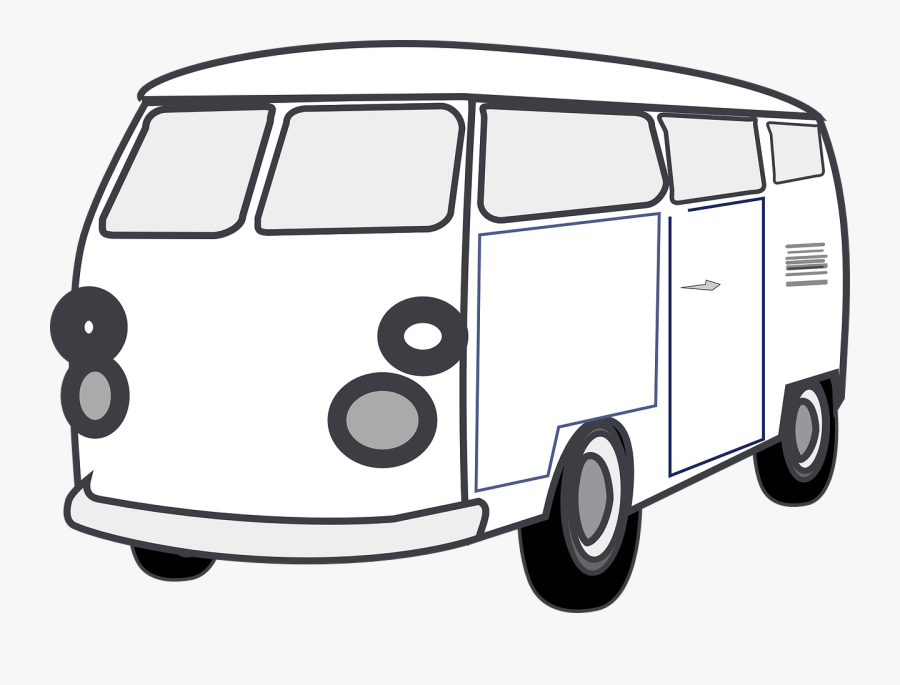 Transparent Volkswagen Clipart - Black And White Van Clip Art, Transparent Clipart