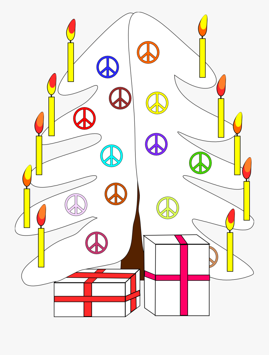 Xmas Christmas Tree Black White Peace Symbol Sign 111px - Christmas Day, Transparent Clipart