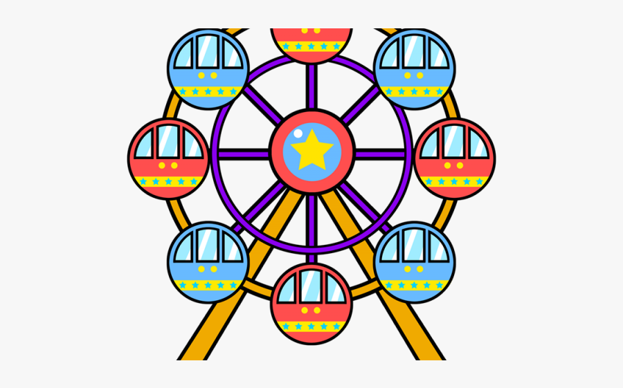 Clipart Black And White Stock Roller Coaster Clipart - Cute Ferris Wheel Animated, Transparent Clipart