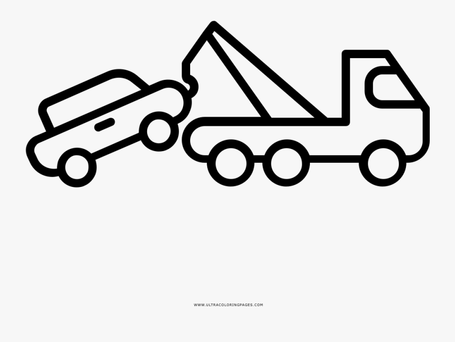 Tow Truck Coloring Page - Car Crane Icon, Transparent Clipart