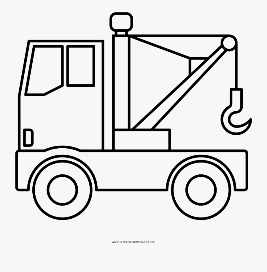 Tow Truck Coloring Page - Water Tank Truck Drawing, Transparent Clipart