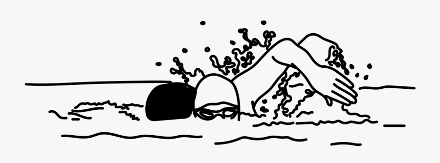 Swim Sea Beach Free Picture - Swim In The Sea Black And White, Transparent Clipart