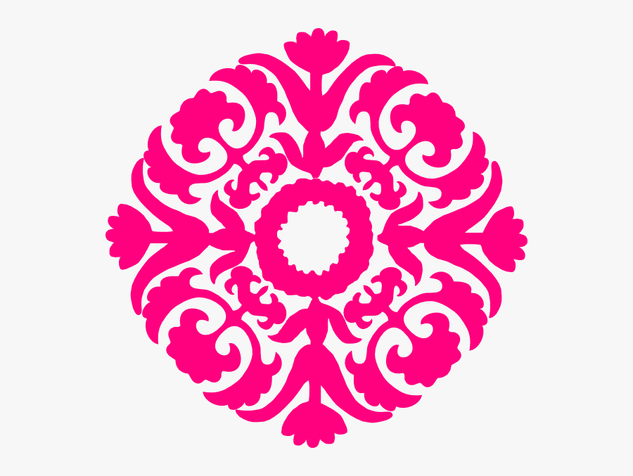 Hot Pink Damask Flourish Clip Art At Clker - Brown Floral Design Png, Transparent Clipart