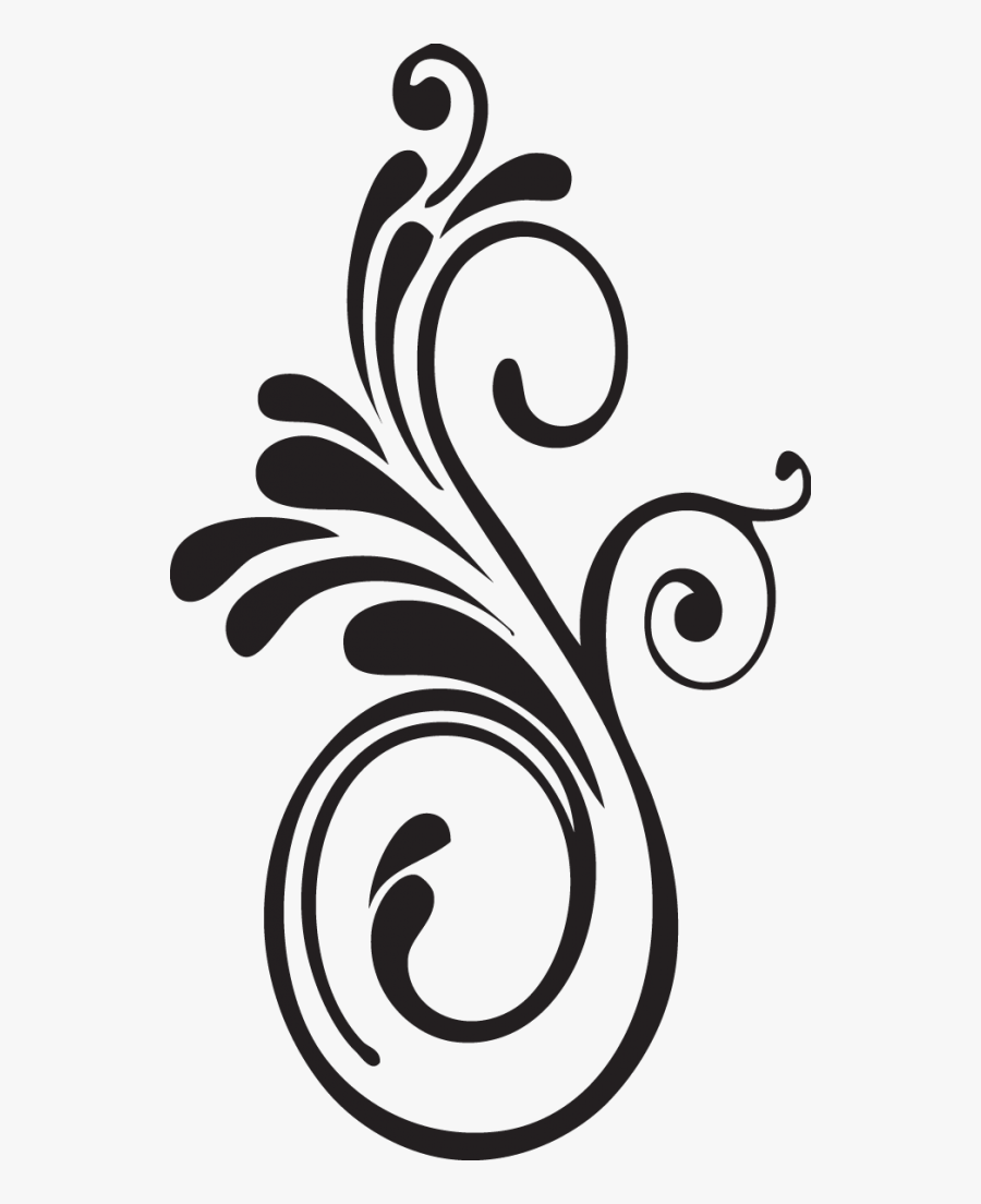 Flourish Clipart Black And White - Floral Detail Guitar Sticker, Transparent Clipart