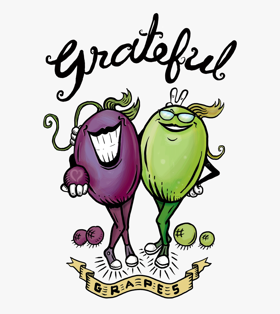 Grateful Grapes Wine - Wine And Grapes In Cartoon, Transparent Clipart