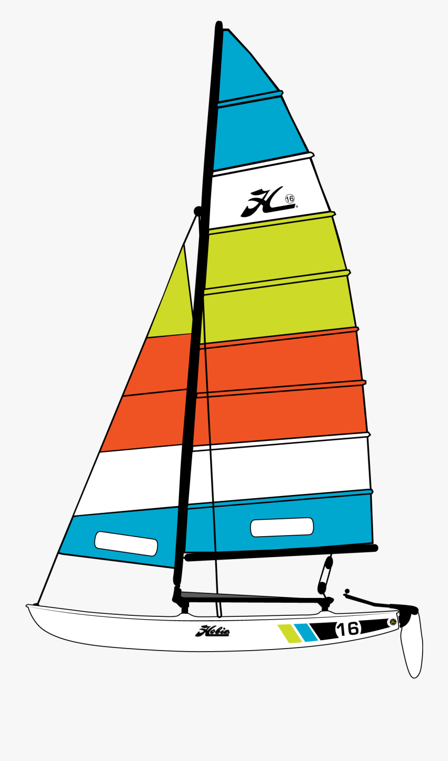 Clip Art Sailboat Color - Hobie Cat 16 Sail, Transparent Clipart