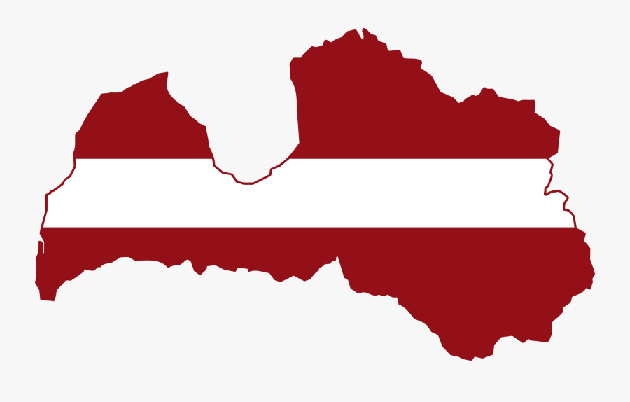 World History Clip Art Download - Latvia Map With Flag, Transparent Clipart