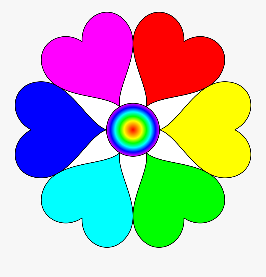 Spectral Color Heart Flower Png Library Library - Heart In Different Colours, Transparent Clipart