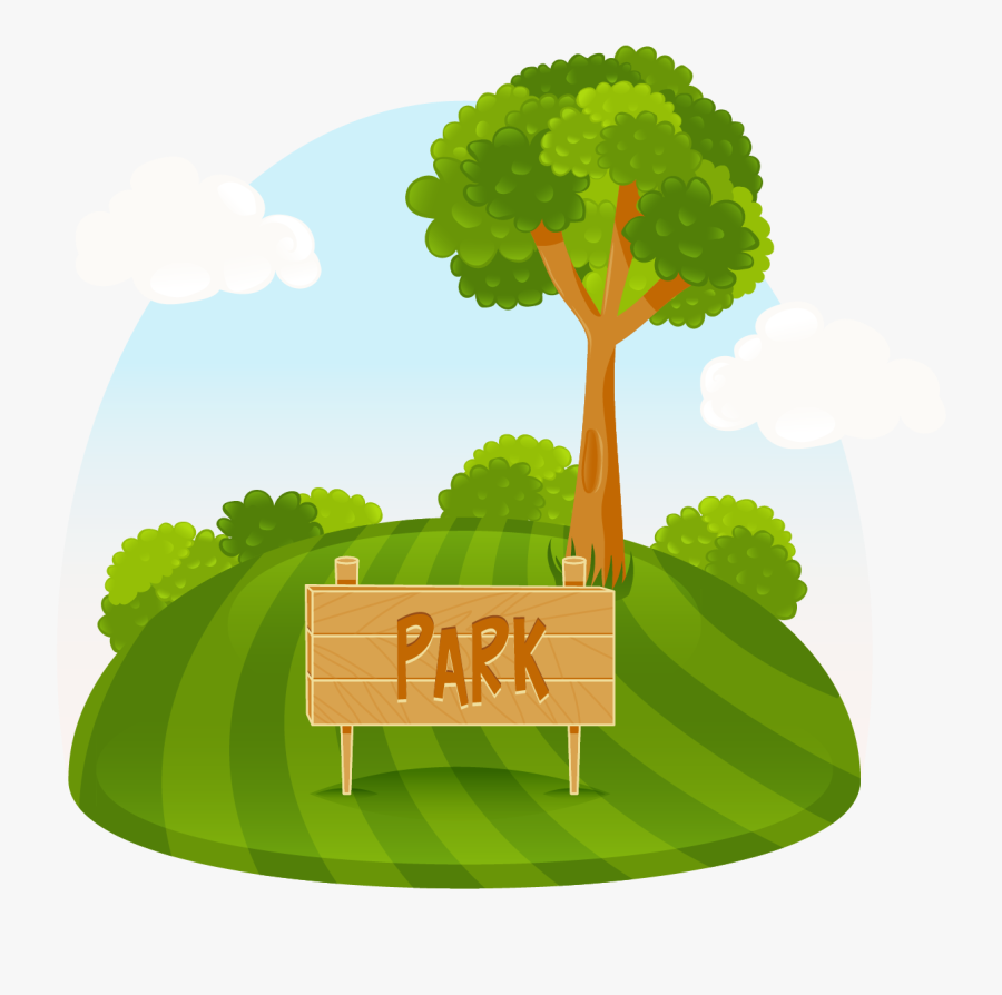 Amusement Park Tree Illustration - Park Cartoon Clip Art, Transparent Clipart