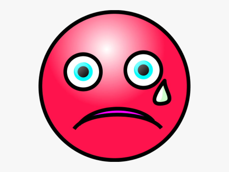 Emoticons Crying Face - Red Sad Face Crying, Transparent Clipart