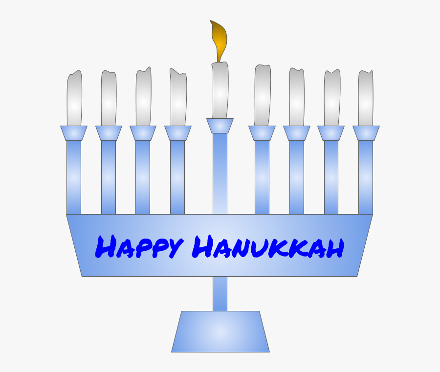 Menorah, Hanukkah, Shamash Candle Lit, Blue - Graphic Design, Transparent Clipart