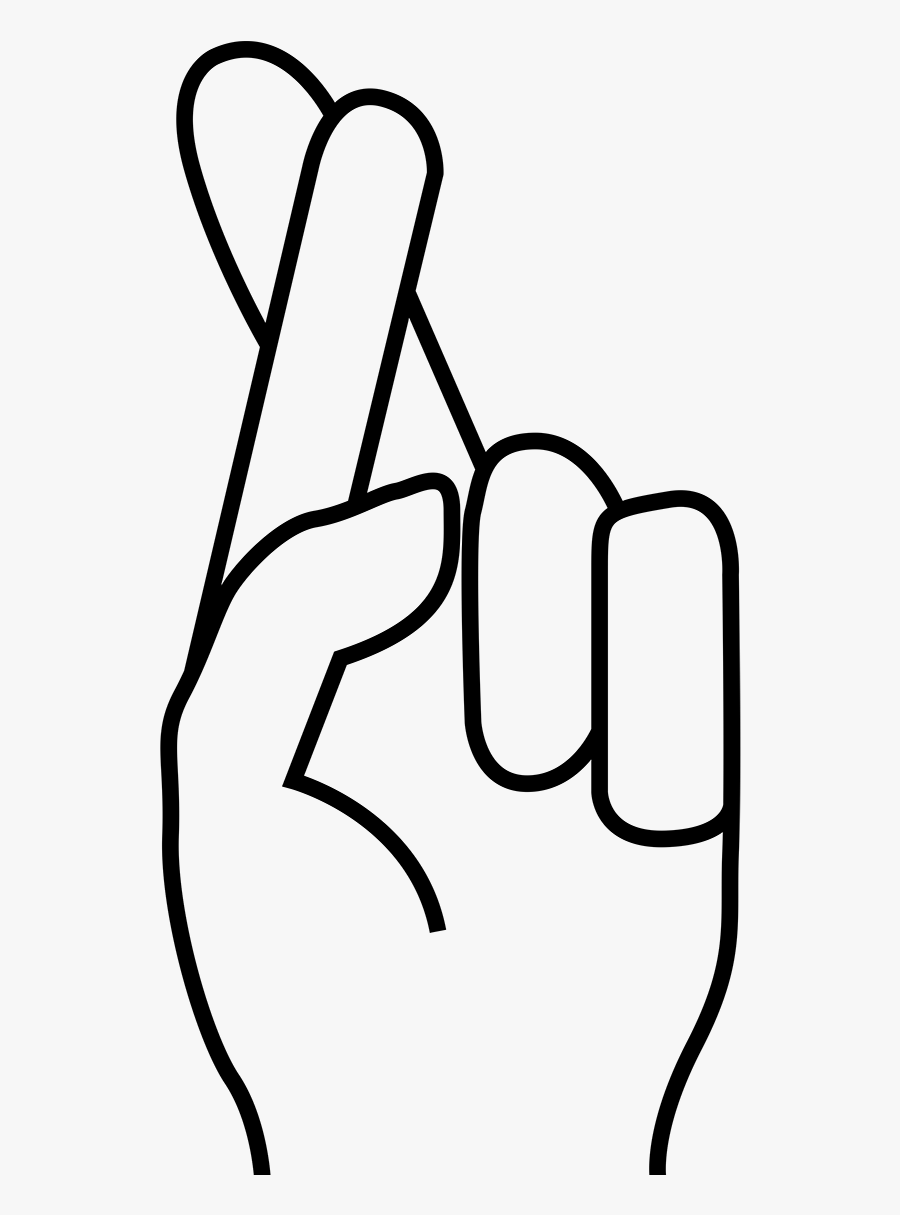 Line Art,finger,coloring Book,hand,clip Art,thumb - Draw Crossed Fingers Step By Step, Transparent Clipart