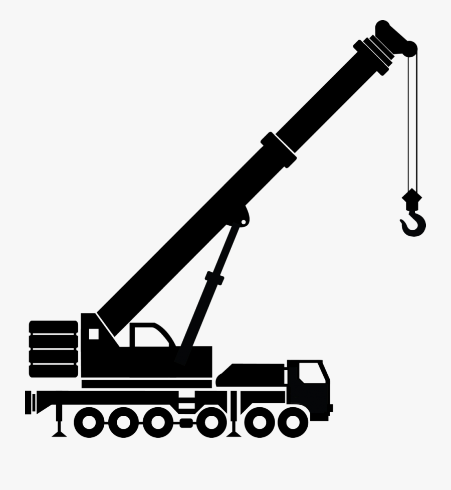 Mobile Crane Truck Clip Art - Truck Crane Clipart Black And White, Transparent Clipart