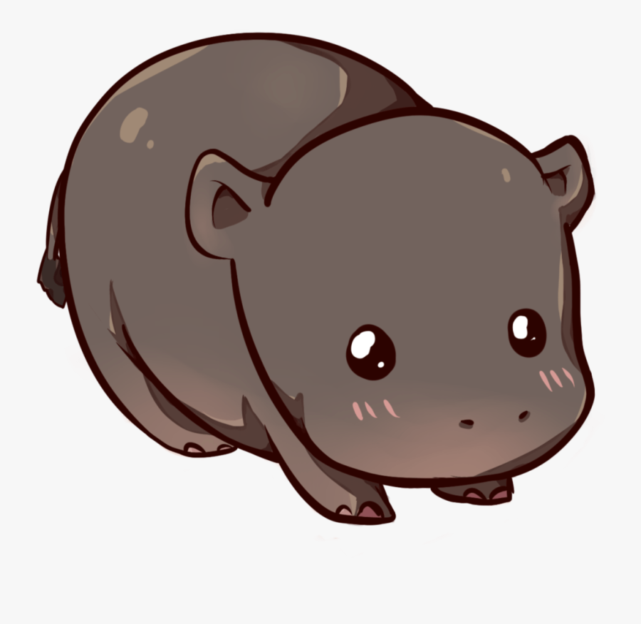 Kawaii Hippo, Transparent Clipart