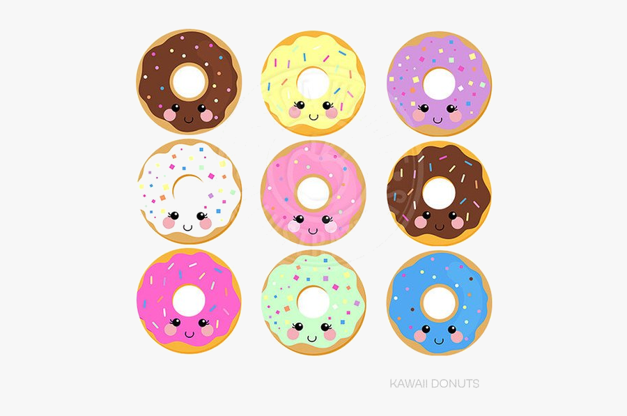 Donut Kawaii Donuts Cute Digital Clipart Graphics Clip - Cute Donuts With Faces, Transparent Clipart