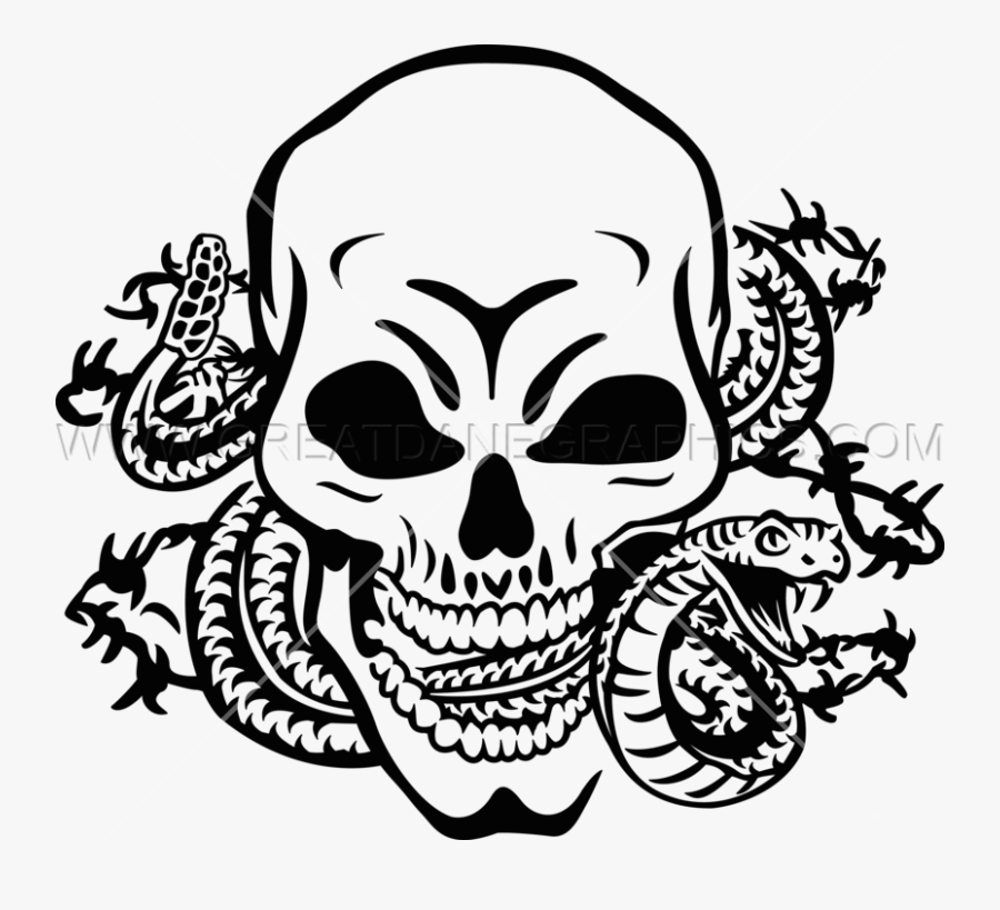 Transparent Snake Head Clipart - Cool Snake And Skull Drawing, Transparent Clipart
