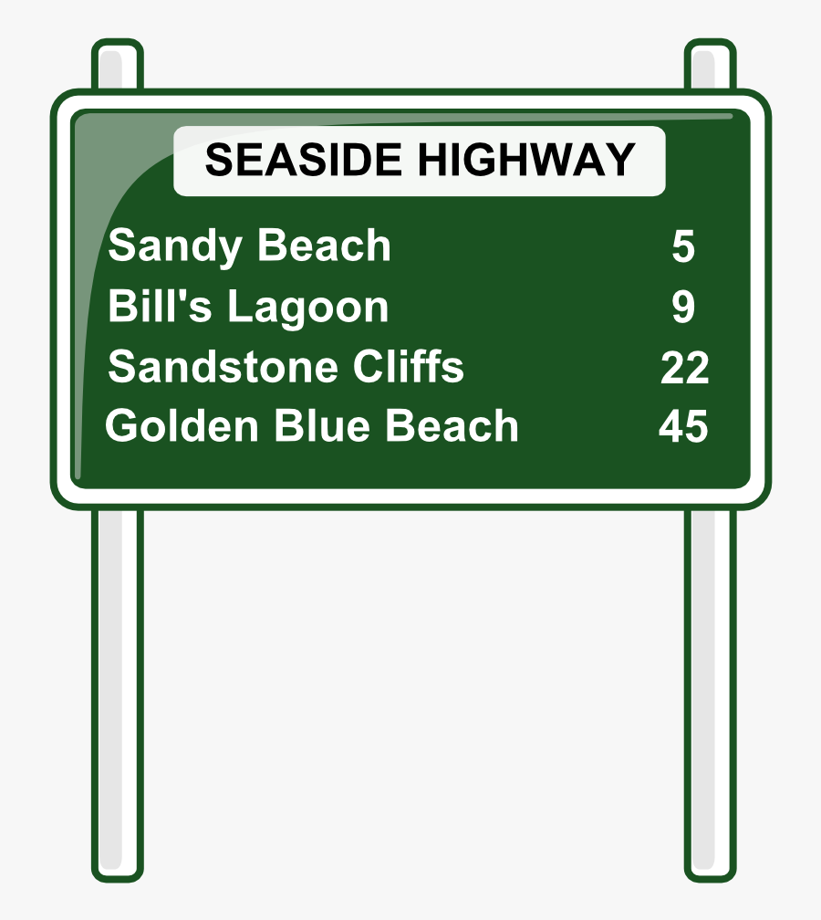 Road Distances Sign - Highway Sign Clipart, Transparent Clipart