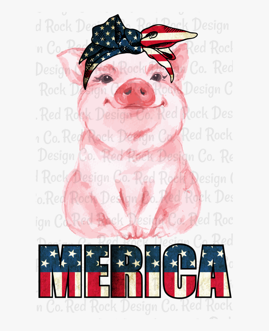 Transparent Bandana Clipart - Pig With American Flag Bandana, Transparent Clipart