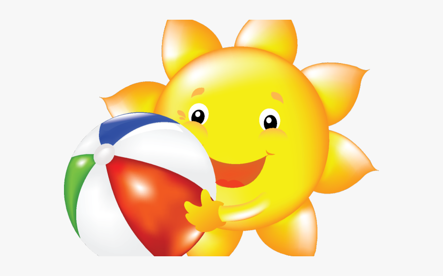 Emoji Clipart Summer Cartoon Suns- - Beach Ball And Sun, Transparent Clipart
