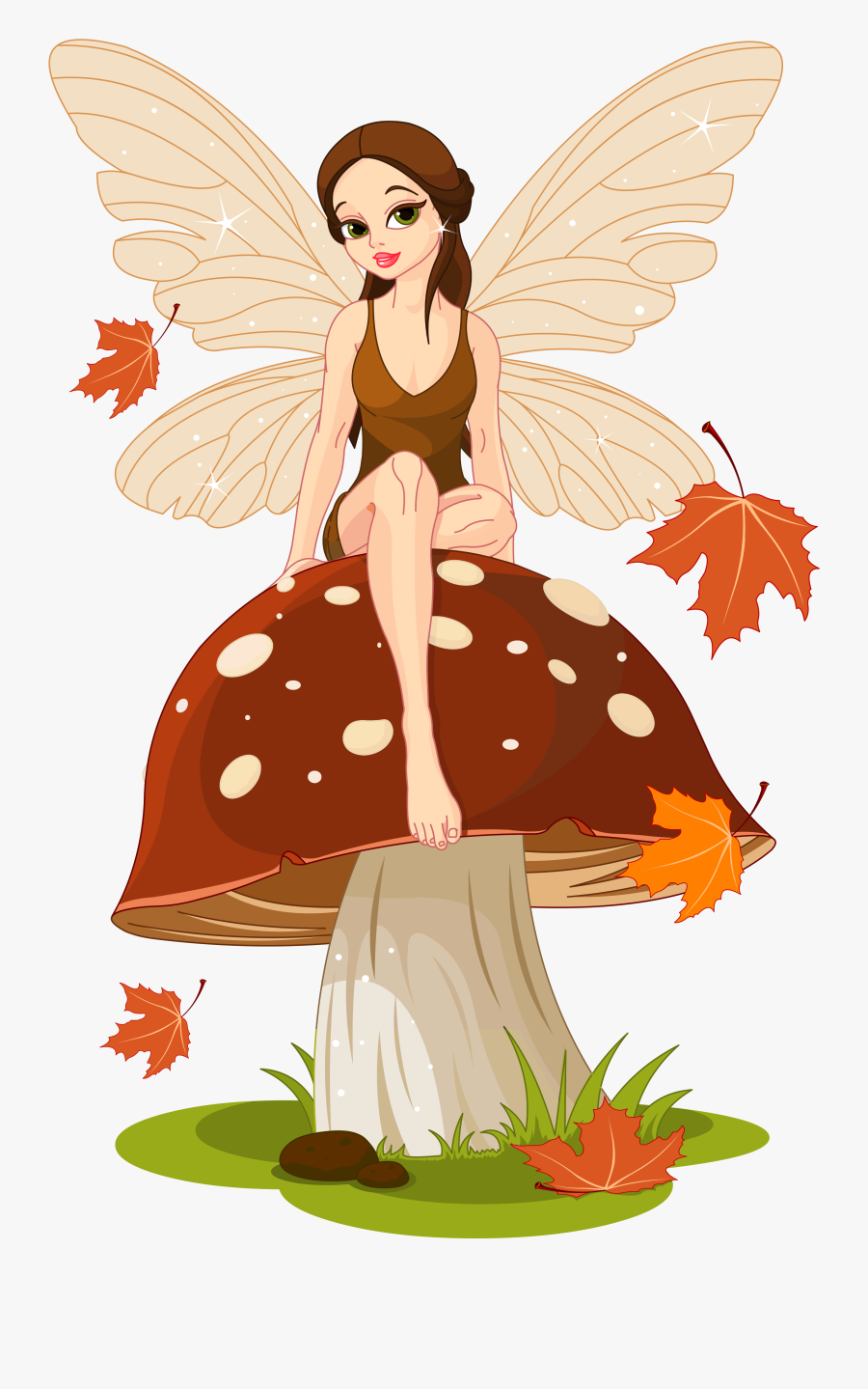 Transparent Mushroom Clip Art - Fairy Sitting On A Mushroom, Transparent Clipart