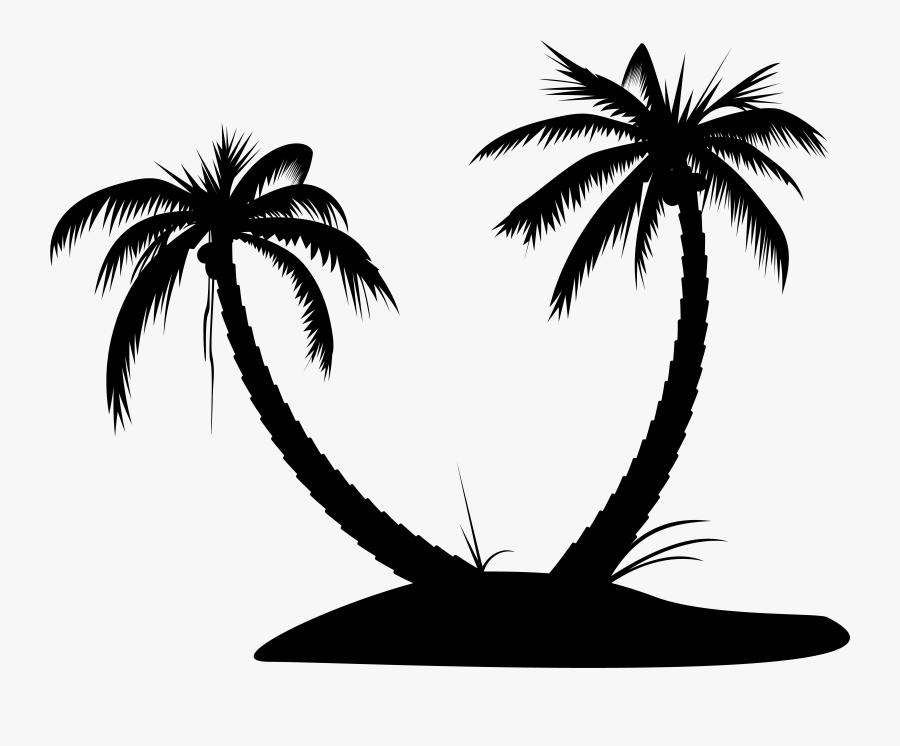 Palm Islands Silhouette Clip Art, Transparent Clipart