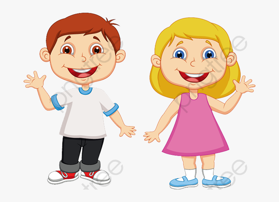 Hand Painted Goodbye - Animated Boy And Girl, Transparent Clipart