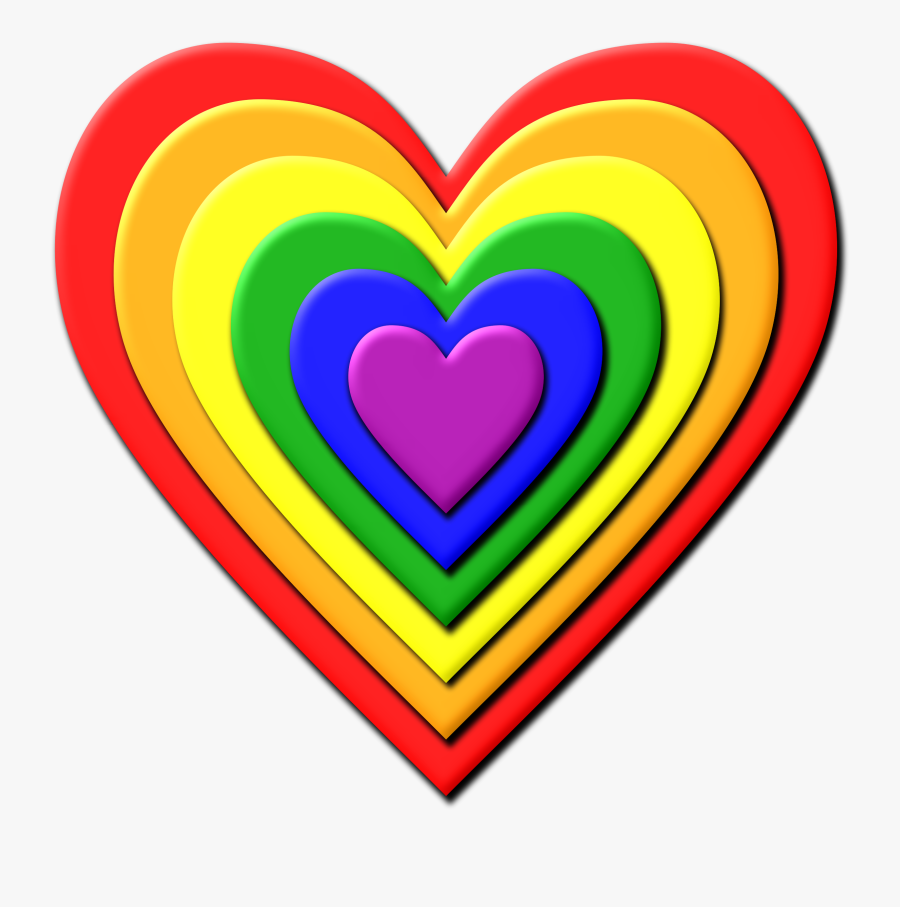 Multi Layered Rainbow Heart Vector Image Free - Rainbow Heart Clipart, Transparent Clipart