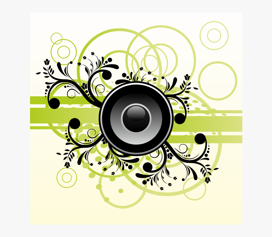 Speaker On Abstract Background - Background Music Abstract Green, Transparent Clipart