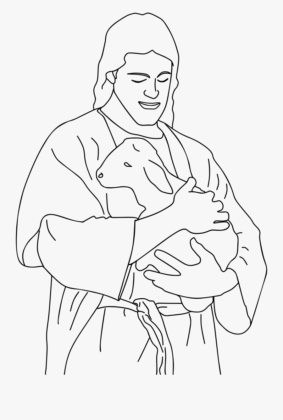 Jesus Christ Holding Lamb Line Art Jpg Free Stock - Jesus Wash His Disciples Feet Coloring Sheets, Transparent Clipart