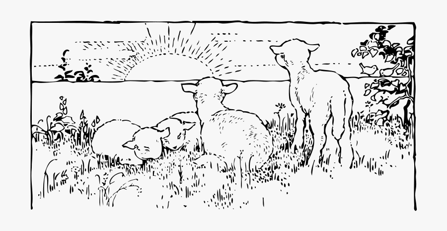 Lambs At Sunrise - Sun Rise Black And White, Transparent Clipart