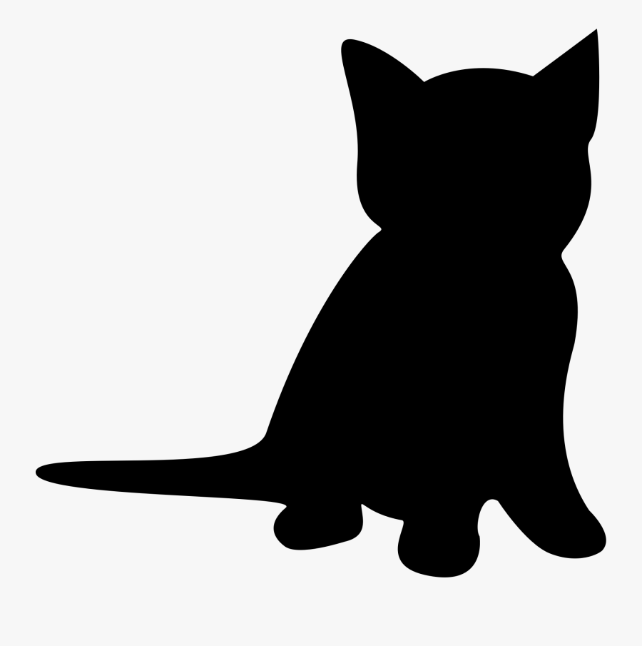 Kitten Cat Silhouette Clip Art - Kitten Silhouette Sitting, Transparent Clipart